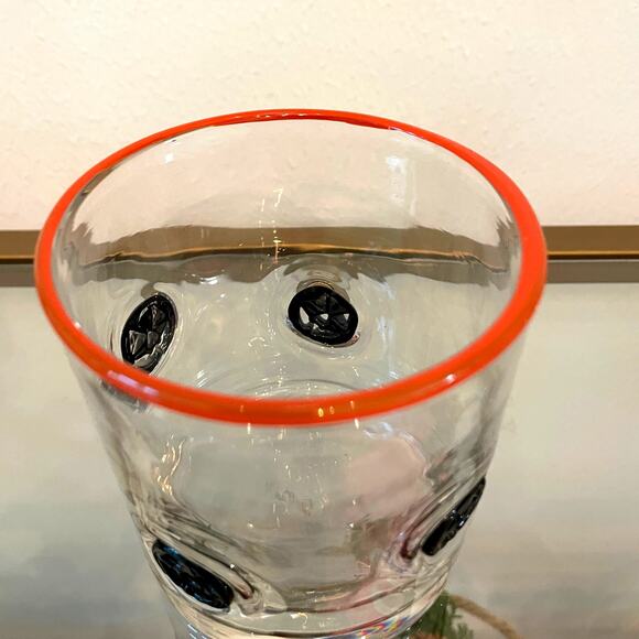 Set of 4 PUMPKIN Double Old Fashioned Glasses 4" Orange Black Halloween Barware - Picture 4 of 12